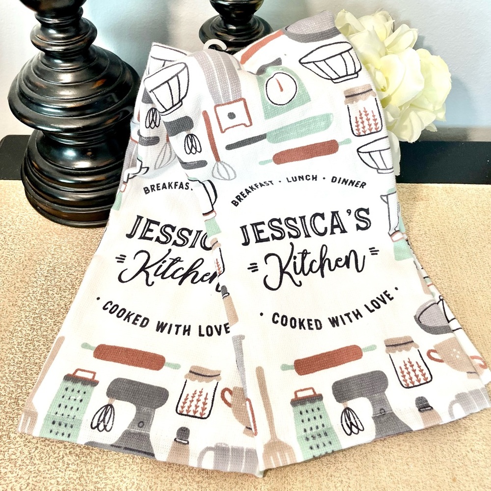 NWT Set of 2 Personalized JESSICA’S KITCHEN Towels